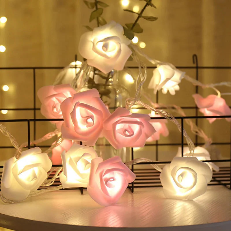 1.5M 10LED Artificial Rose Flower Garland String Light LED