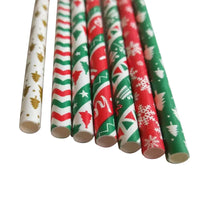 25pcs Christmas Paper Straws