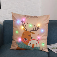 LED Christmas Pillowcase Creative Printing Luminous Cushion Cover