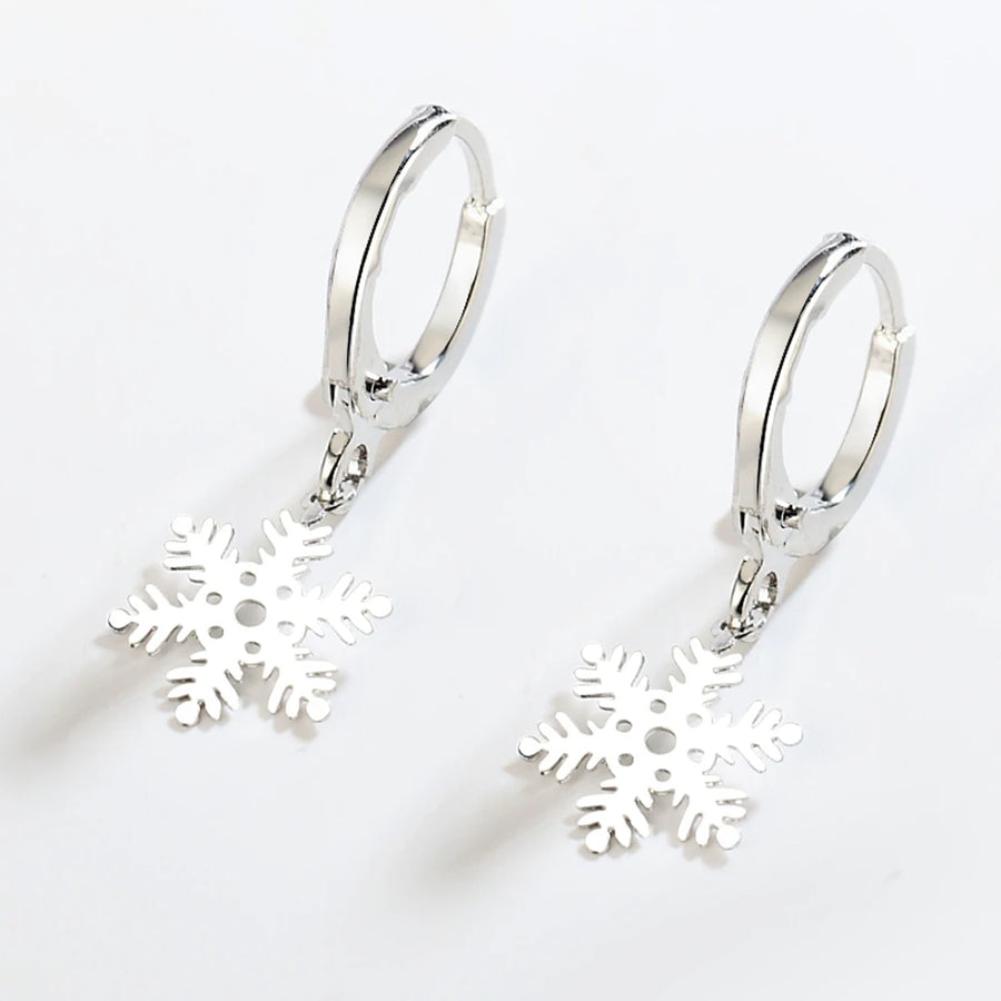 925 Sterling Silver Snowflake Pendant Earrings