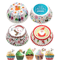 100Pcs Christmas Cupcake Paper Cups