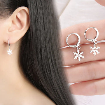 925 Sterling Silver Snowflake Pendant Earrings