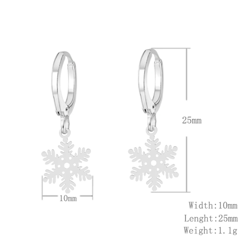 925 Sterling Silver Snowflake Pendant Earrings