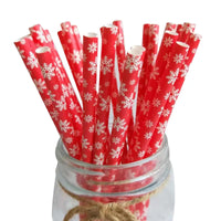 25pcs Christmas Paper Straws