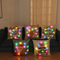 LED Christmas Pillowcase Creative Printing Luminous Cushion Cover