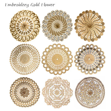 NEW Gold 3D Round Embroidery table place mat