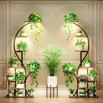8-Tier Indoor Metal Plant Stand with Grow Lights – 65” Tall Multi-Plant Shelf for Indoor Gardening
