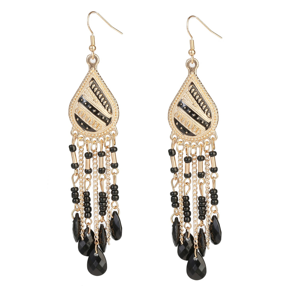 Classic Trendy Blue Crystal Long Tassel Dangle Earrings