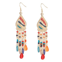 Classic Trendy Blue Crystal Long Tassel Dangle Earrings