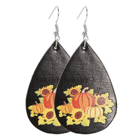 Pumpkin Maple Leather Earrings Vintage Teardrop Earrings