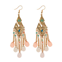 Classic Trendy Blue Crystal Long Tassel Dangle Earrings