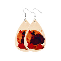 Pumpkin Maple Leather Earrings Vintage Teardrop Earrings