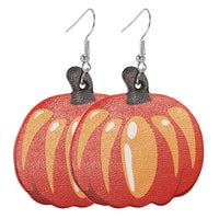 Pumpkin Maple Leather Earrings Vintage Teardrop Earrings