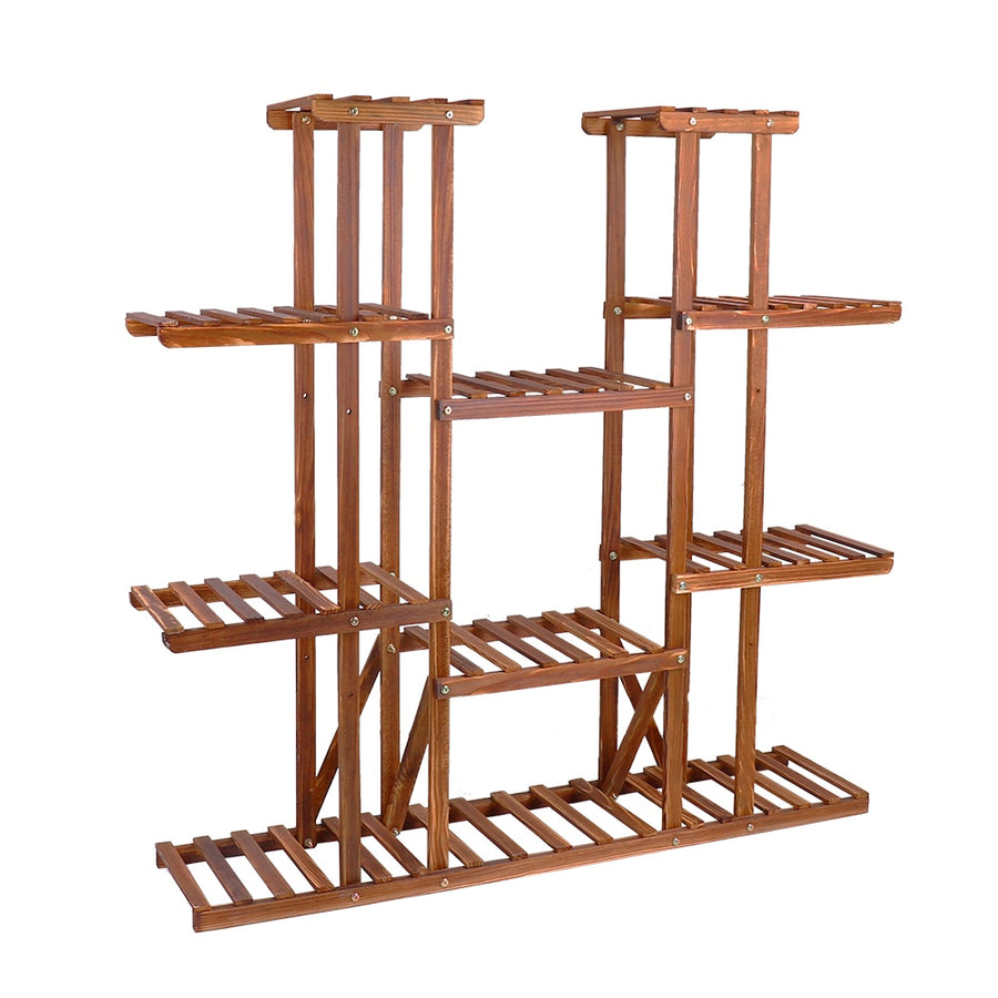 UNHO Multi-Tier Plant Stand, 46in Height Wood Flower Rack Holder 16 Potted Display Storage Shelves