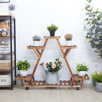 Triangular Plant Shelf 6 Potted Carbonized Wood Plant Holder