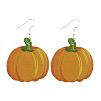 Pumpkin Maple Leather Earrings Vintage Teardrop Earrings