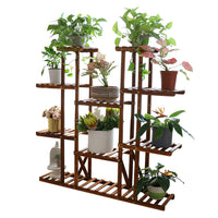 UNHO Multi-Tier Plant Stand, 46in Height Wood Flower Rack Holder 16 Potted Display Storage Shelves