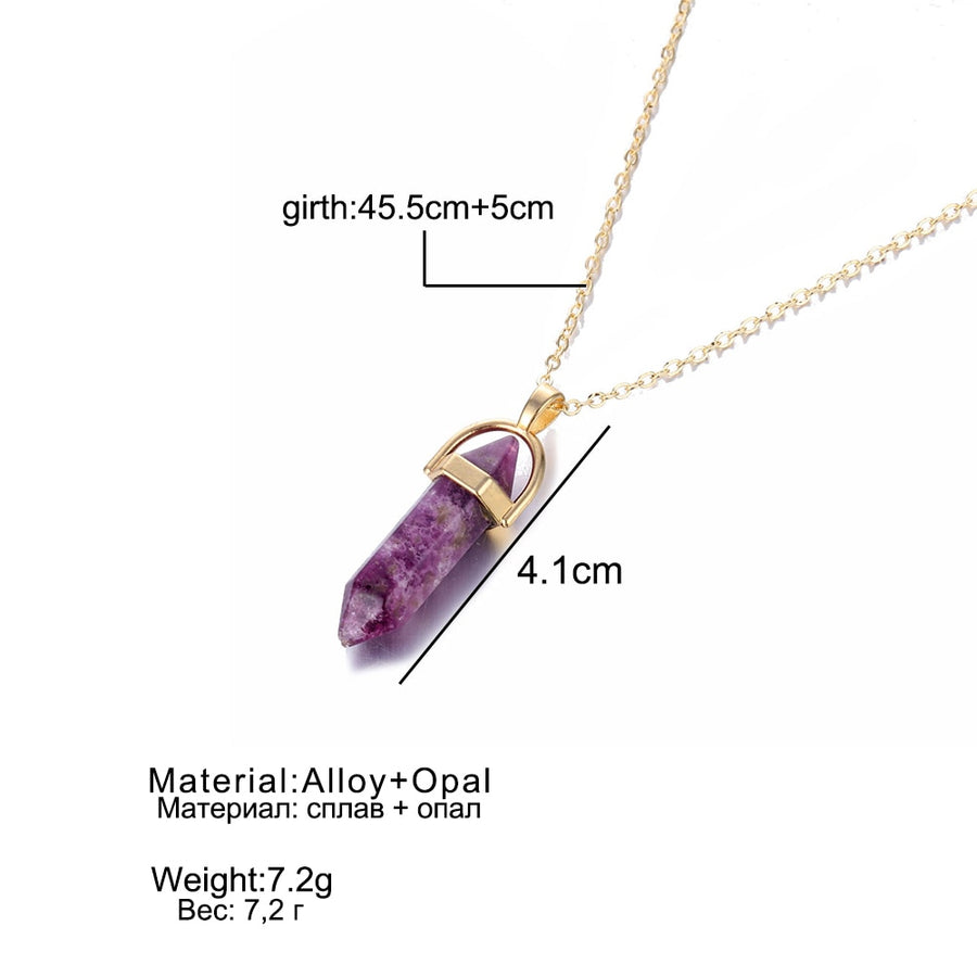 Hot sale Hexagonal Column Quartz Necklaces