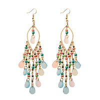 Classic Trendy Blue Crystal Long Tassel Dangle Earrings