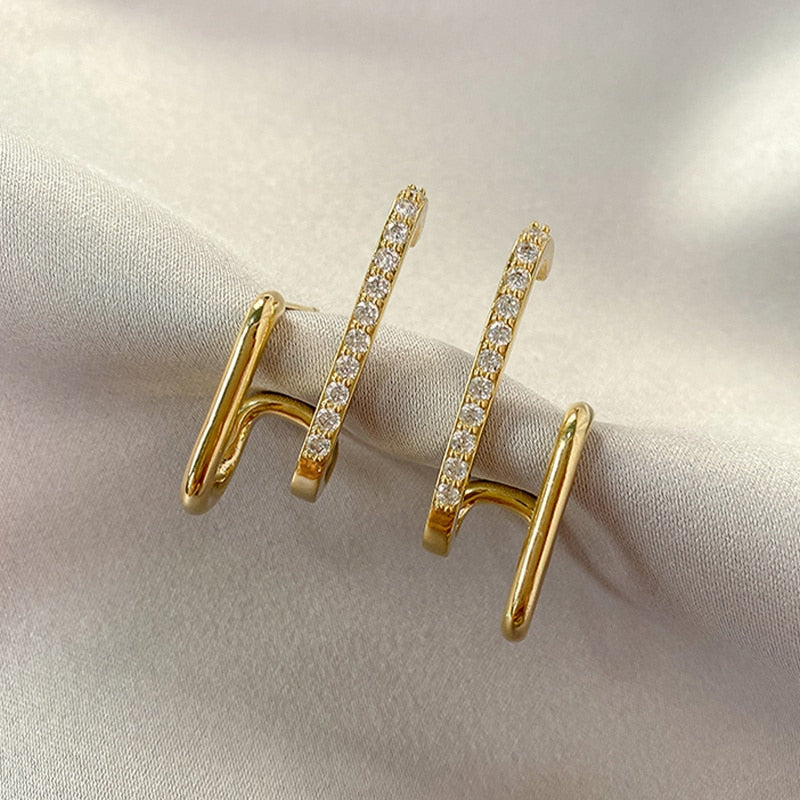 New Design U-shaped Gold Color Earrings