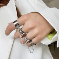 Fashion Punk Chain Double Ring Set