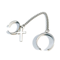 Fashion Punk Chain Double Ring Set