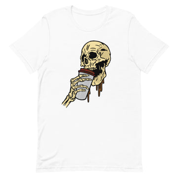 Skull drinking Unisex t-shirt